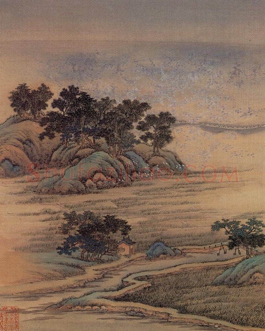 清 金昆 《有鸟诗意图》 书画作品