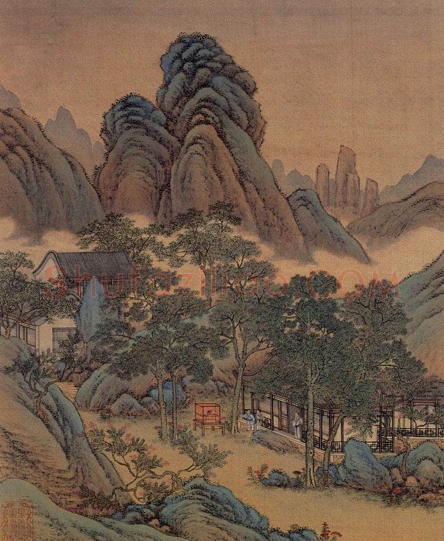 清 金昆 《有鸟诗意图》 书画作品