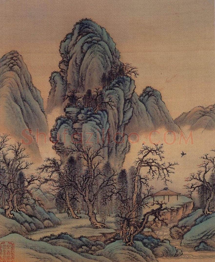 清 金昆 《有鸟诗意图》 书画作品