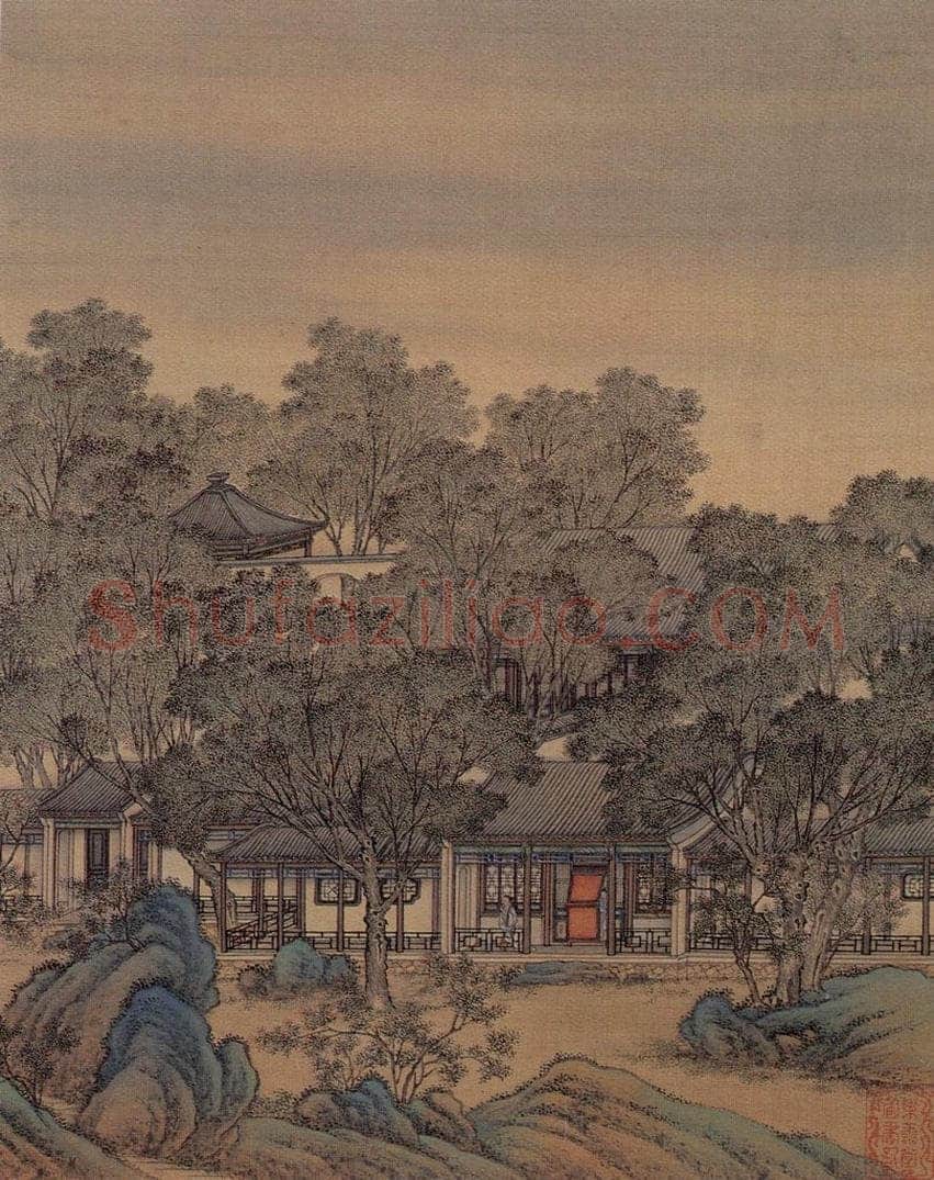 清 金昆 《有鸟诗意图》 书画作品