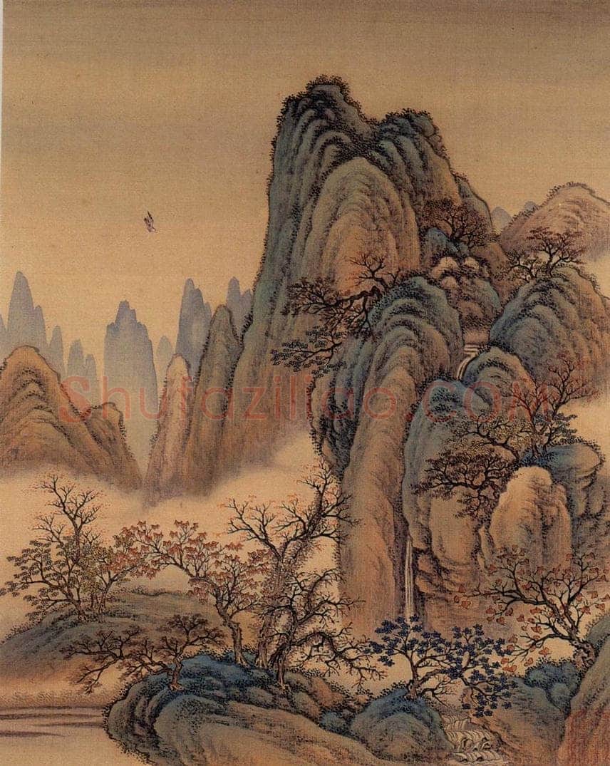 清 金昆 《有鸟诗意图》 书画作品