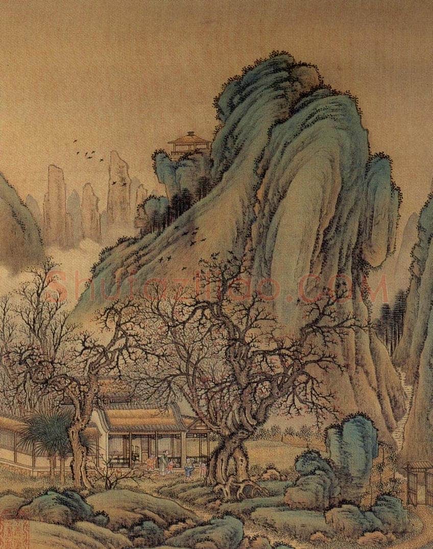 清 金昆 《有鸟诗意图》 书画作品