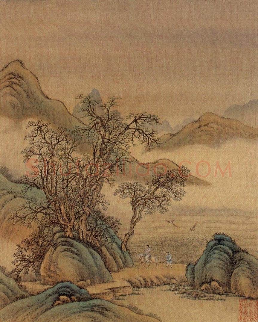 清 金昆 《有鸟诗意图》 书画作品