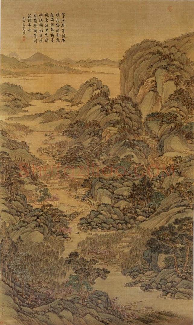 清 方琮 《青绿山水图》 书画作品