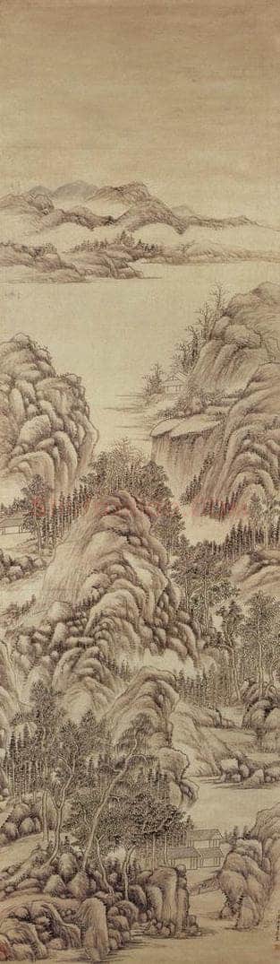 清 陆遵书 《松溪书屋图》 书画作品