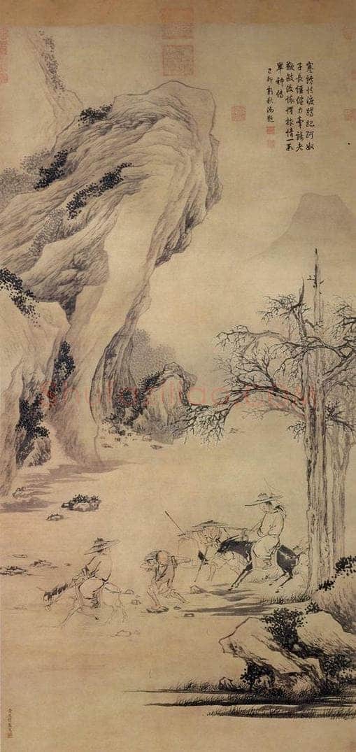 清 金廷标 《山溪策蹇图》 书画作品