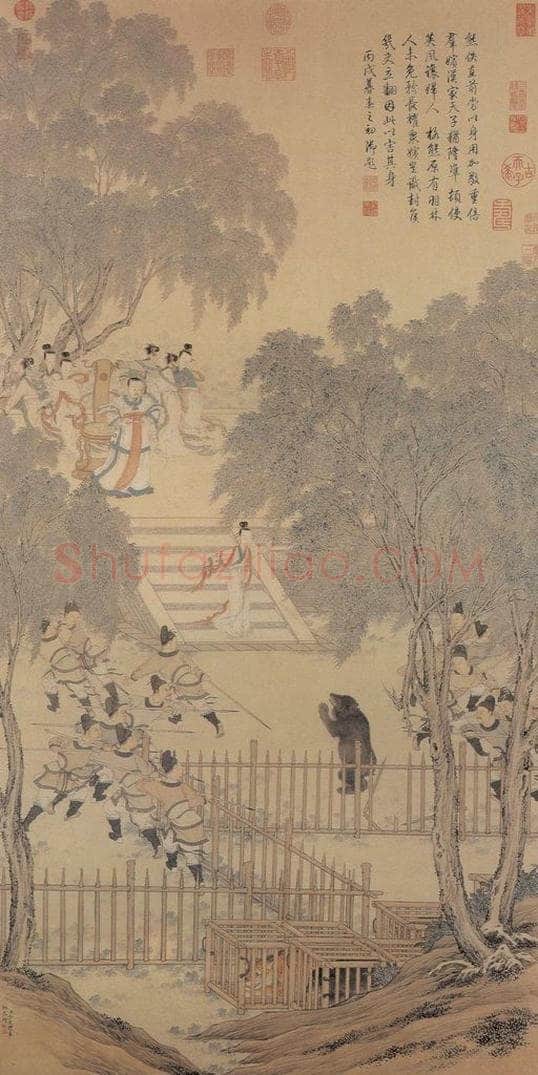 清 金廷标 《婕妤当熊图》 书画作品