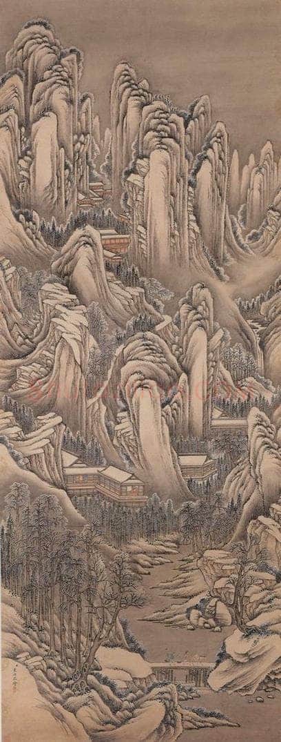 清 袁瑛 《雪山行旅图》 书画作品