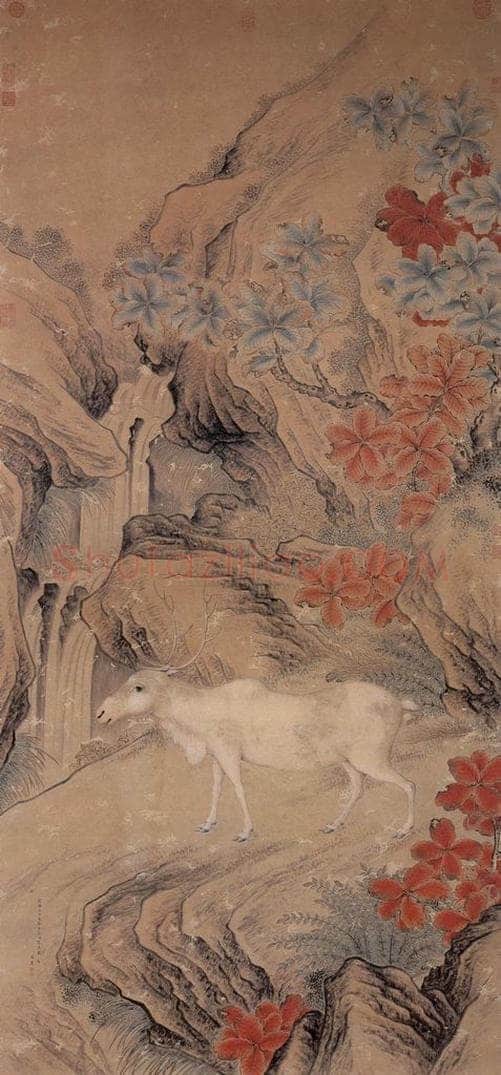 清 贺清泰 《贲鹿图》 书画作品