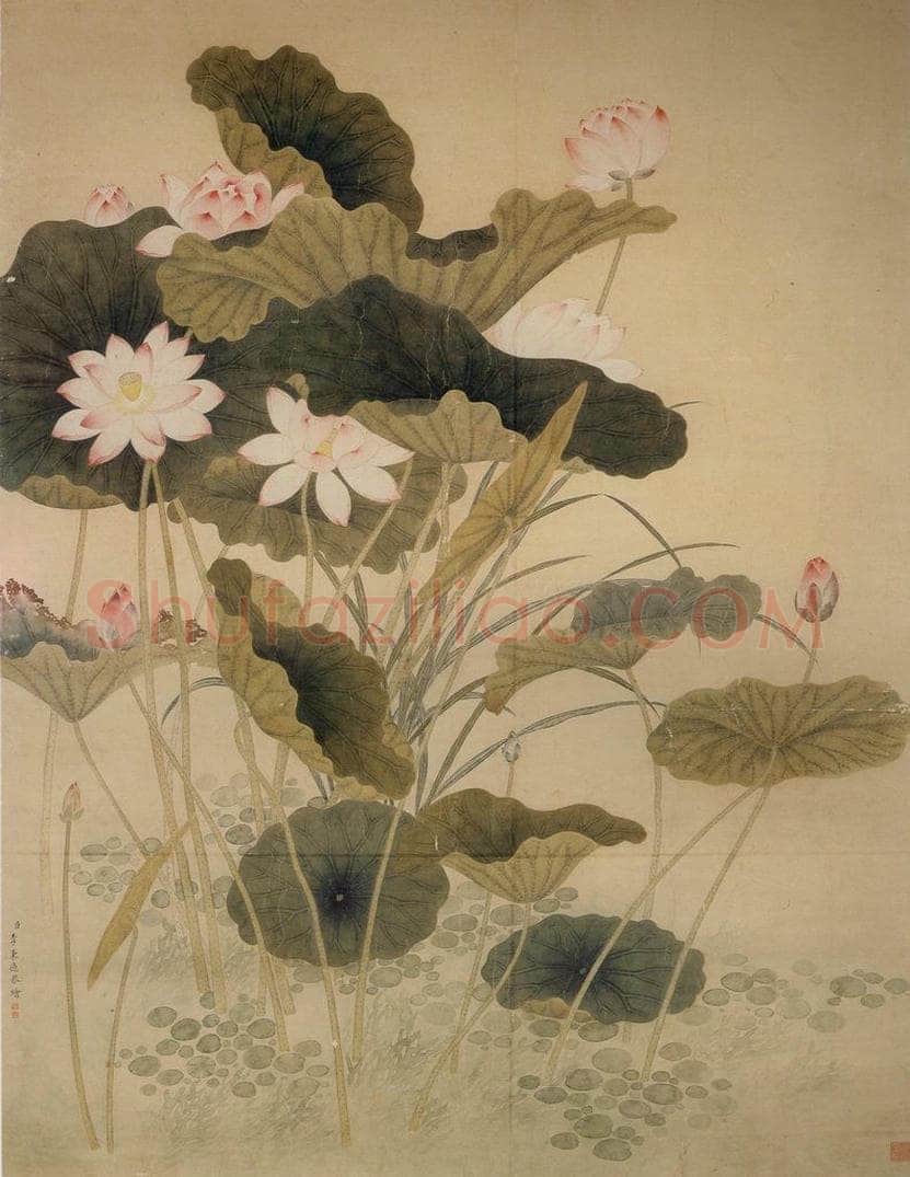 清 李秉德 《荷花图》 书画作品