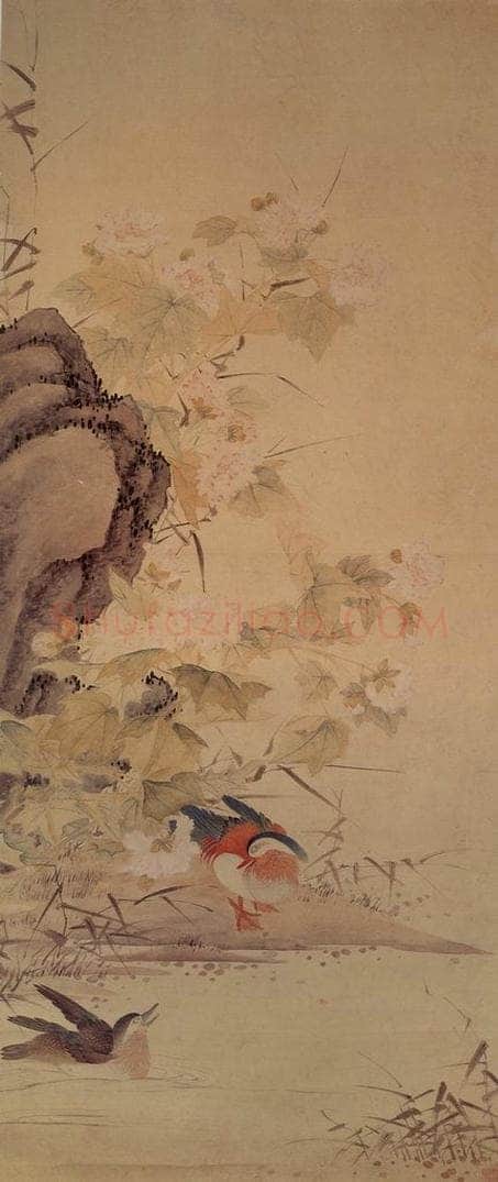 清 李秉德 《芙蓉戏水图》 书画作品