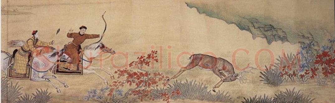 清 佚名 《威弧猎鹿图》 书画作品