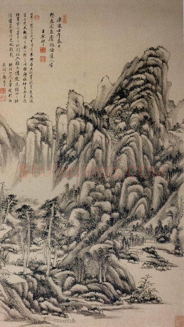 清 王原祁 《仿吴镇山水图》 书画作品