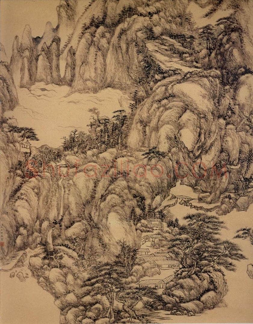 清 王原祁 《松壑仙馆图》 书画作品