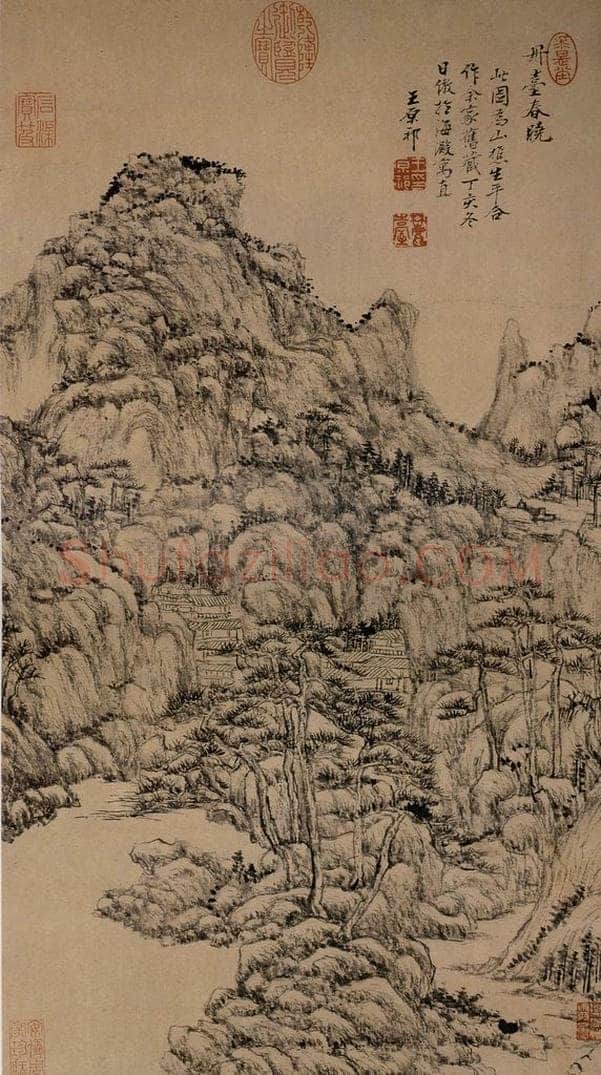 清 王原祁 《丹台春晓图》 书画作品