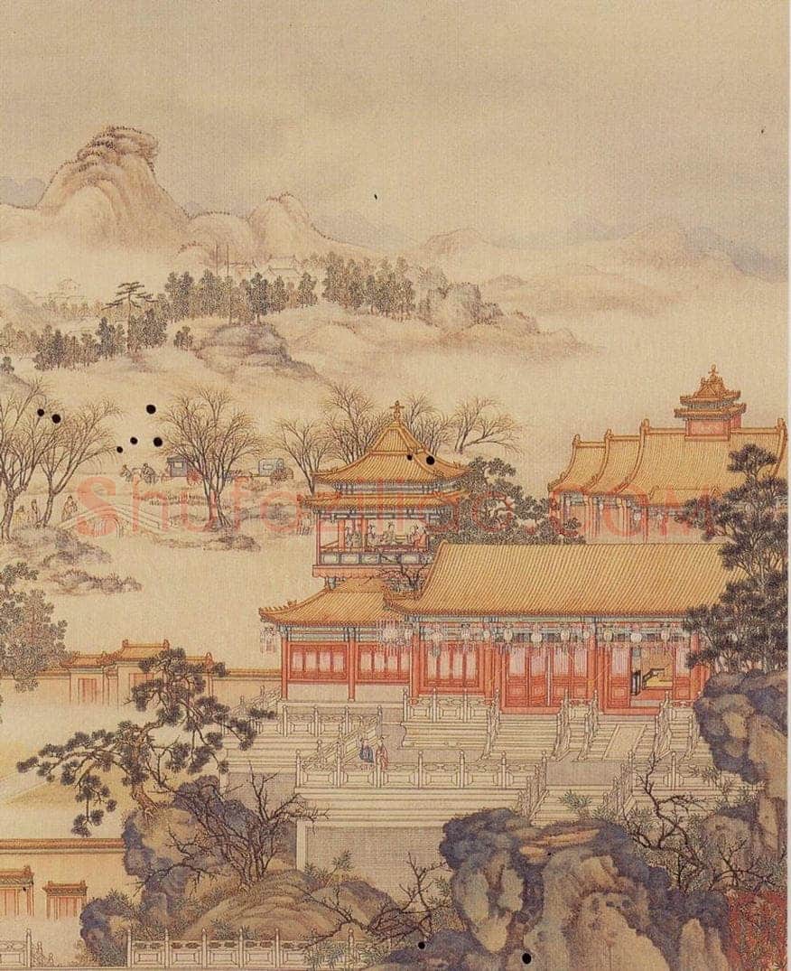 清 陈枚 《山水楼阁图》 书画作品
