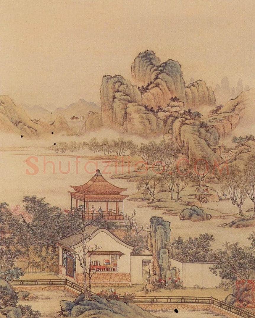 清 陈枚 《山水楼阁图》 书画作品