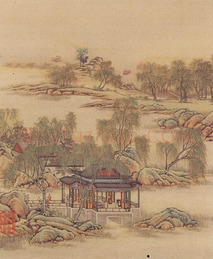 清 陈枚 《山水楼阁图》 书画作品