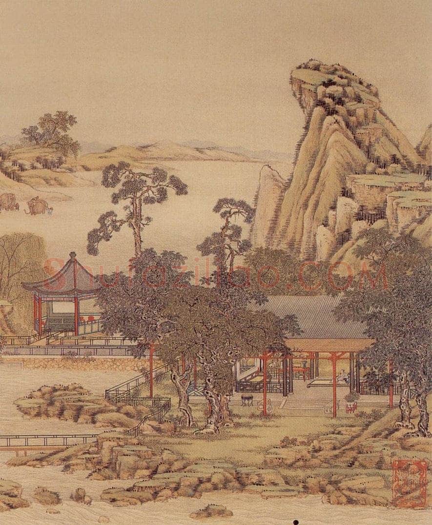 清 陈枚 《山水楼阁图》 书画作品