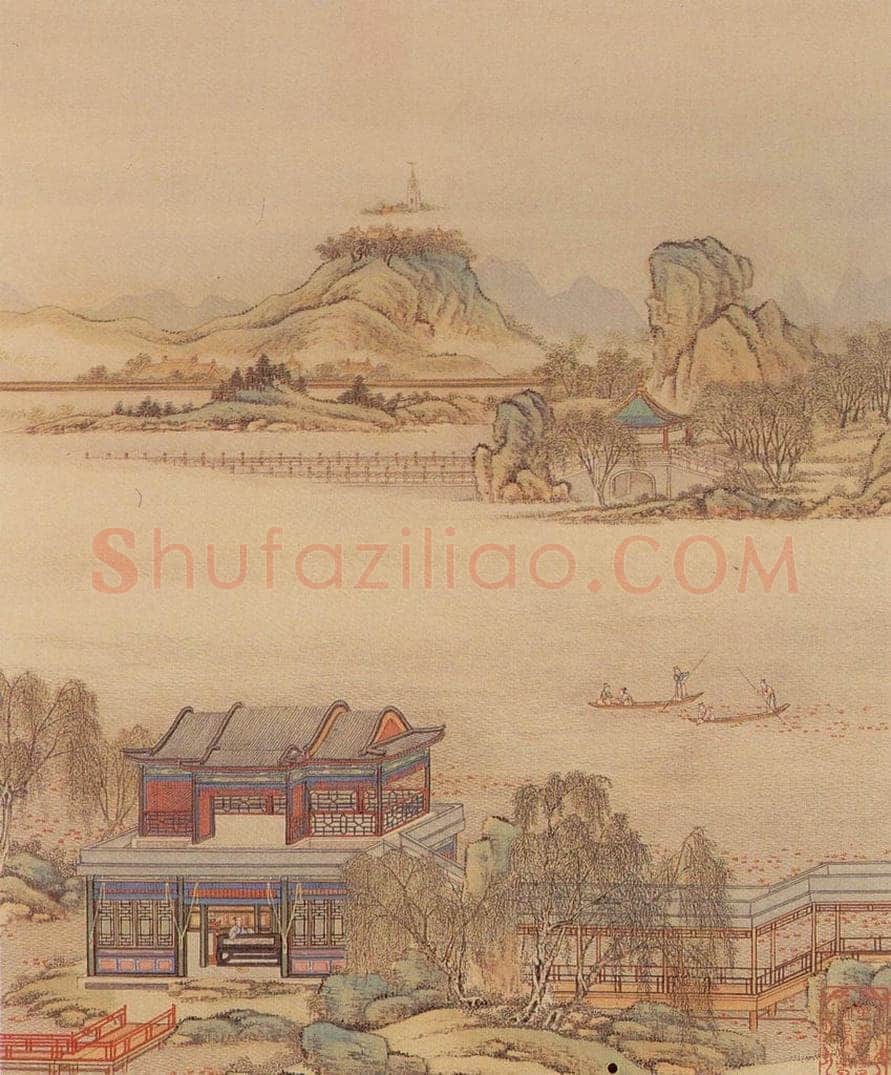 清 陈枚 《山水楼阁图》 书画作品