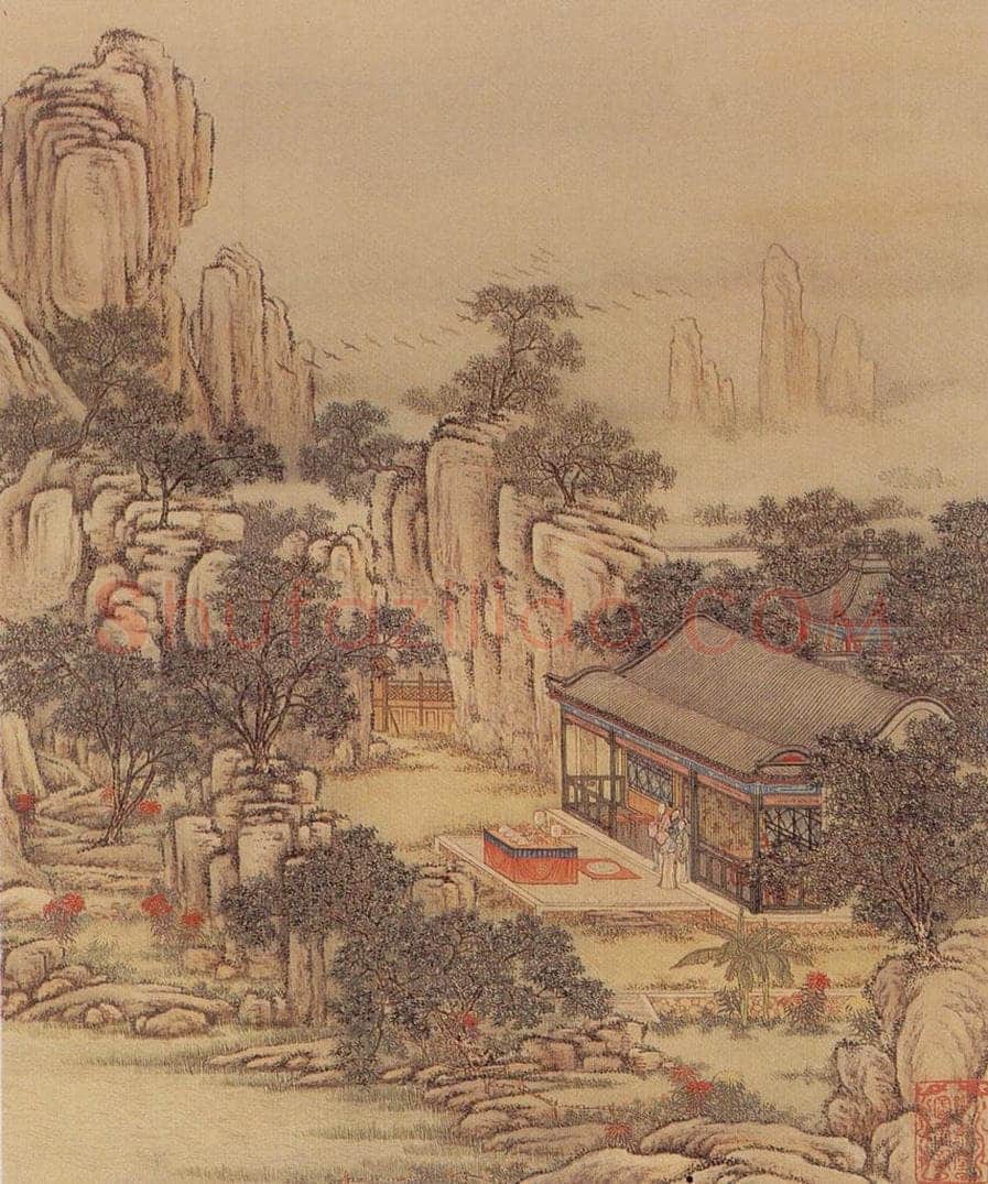 清 陈枚 《山水楼阁图》 书画作品