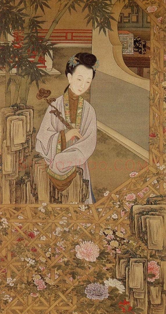 清 佚名 《胤禛妃行乐图》 书画作品