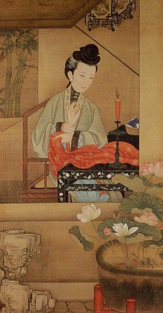清 佚名 《胤禛妃行乐图》 书画作品