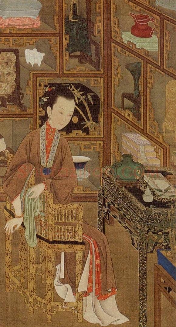 清 佚名 《胤禛妃行乐图》 书画作品