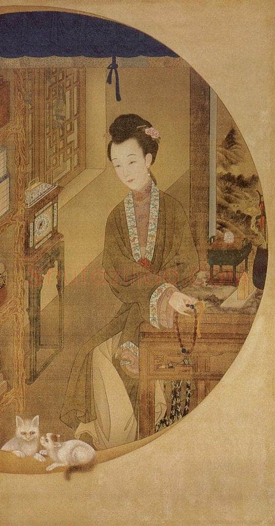 清 佚名 《胤禛妃行乐图》 书画作品