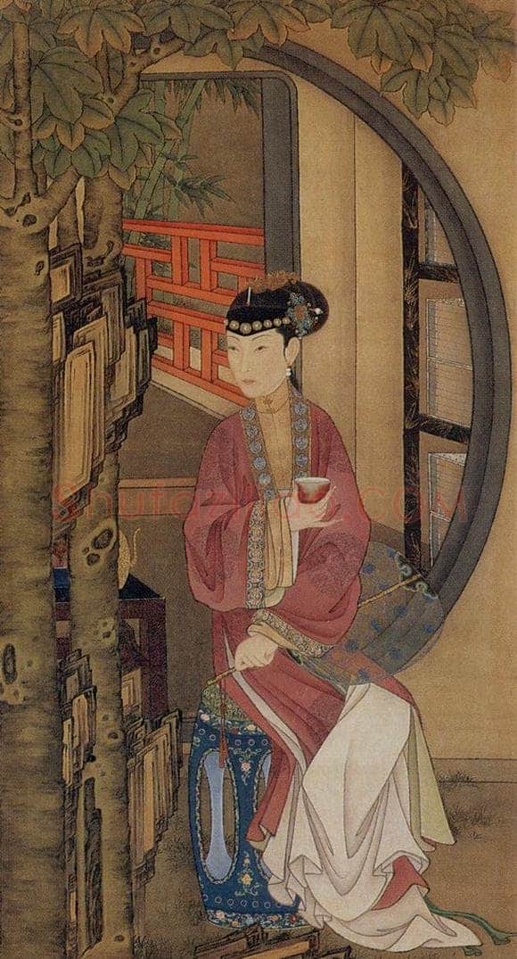 清 佚名 《胤禛妃行乐图》 书画作品