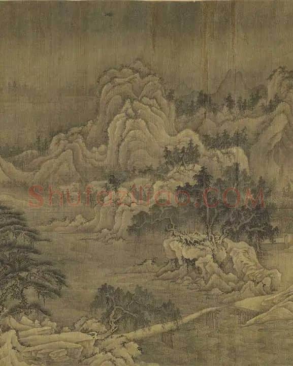 巨然山水画《松岩萧寺图》卷_02