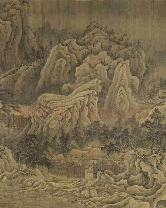 巨然山水画《松岩萧寺图》卷_04