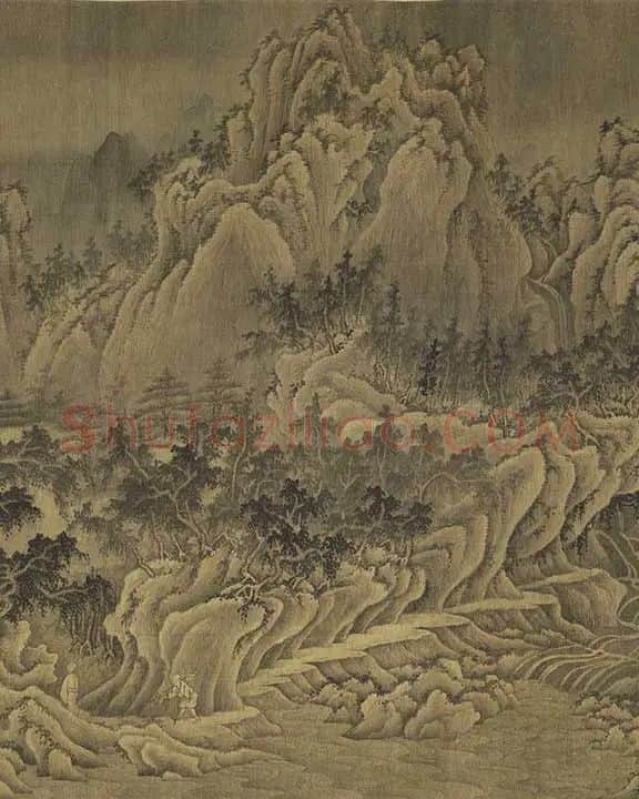 巨然山水画《松岩萧寺图》卷_07