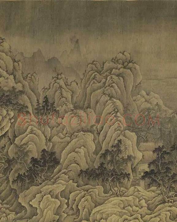 巨然山水画《松岩萧寺图》卷_08