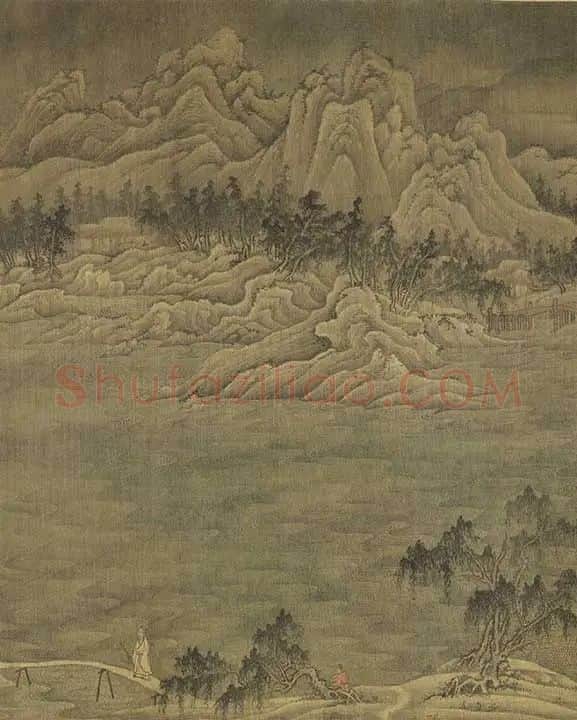 巨然山水画《松岩萧寺图》卷_10