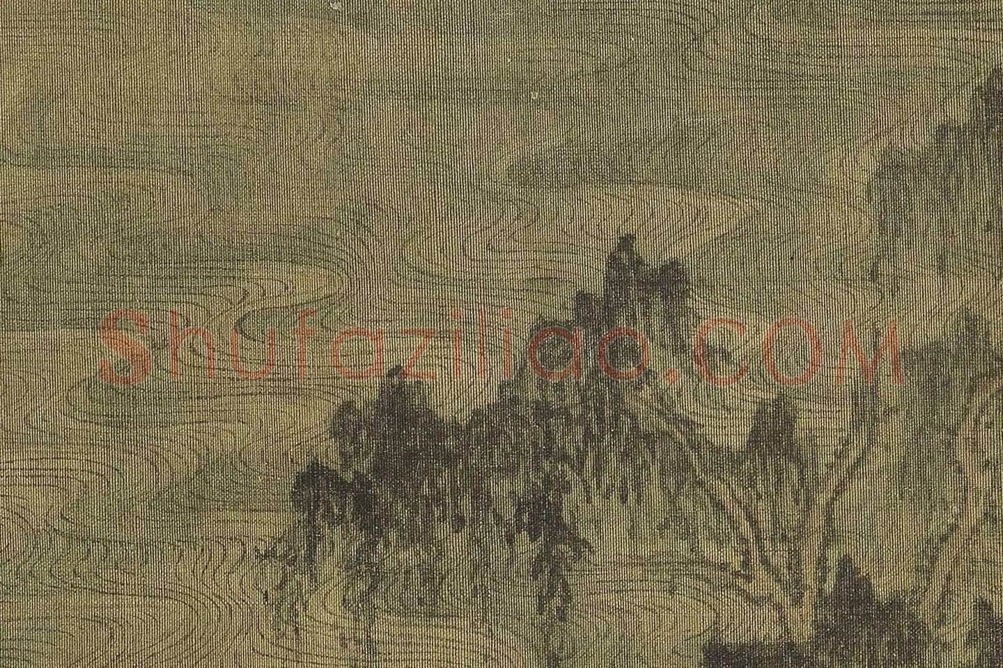 巨然山水画《松岩萧寺图》高清大图局部 (3)
