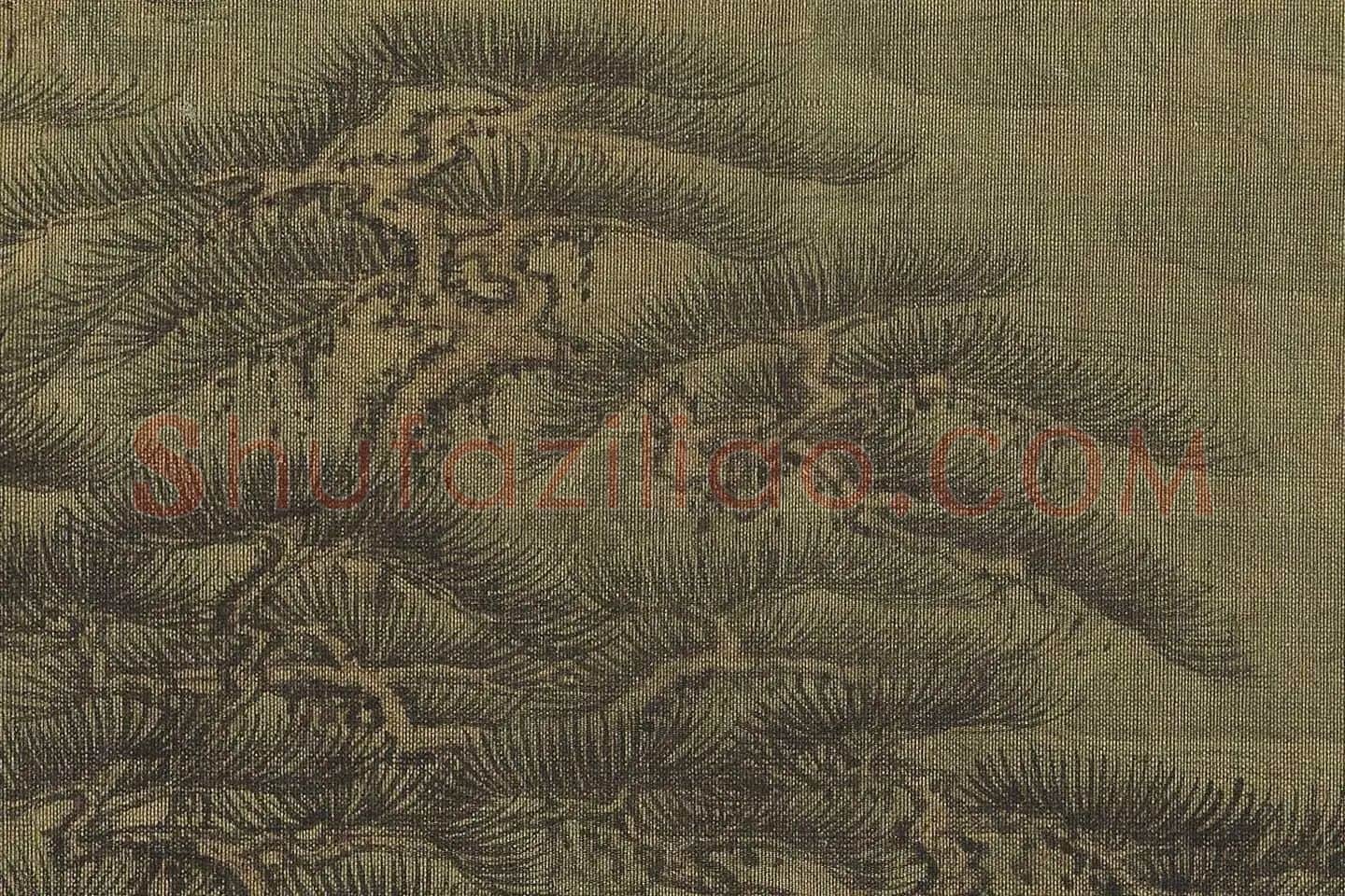 巨然山水画《松岩萧寺图》高清大图局部 (6)