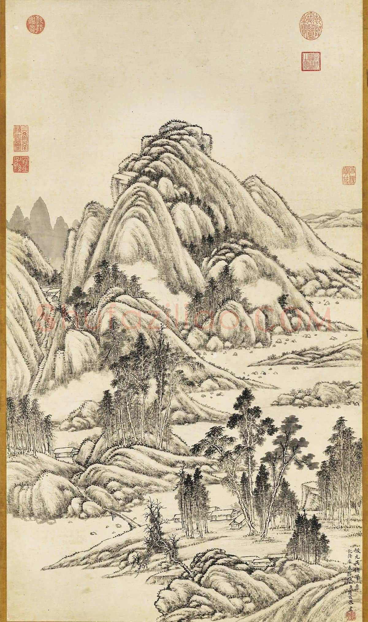 唐岱《仿吴镇水墨山水》轴