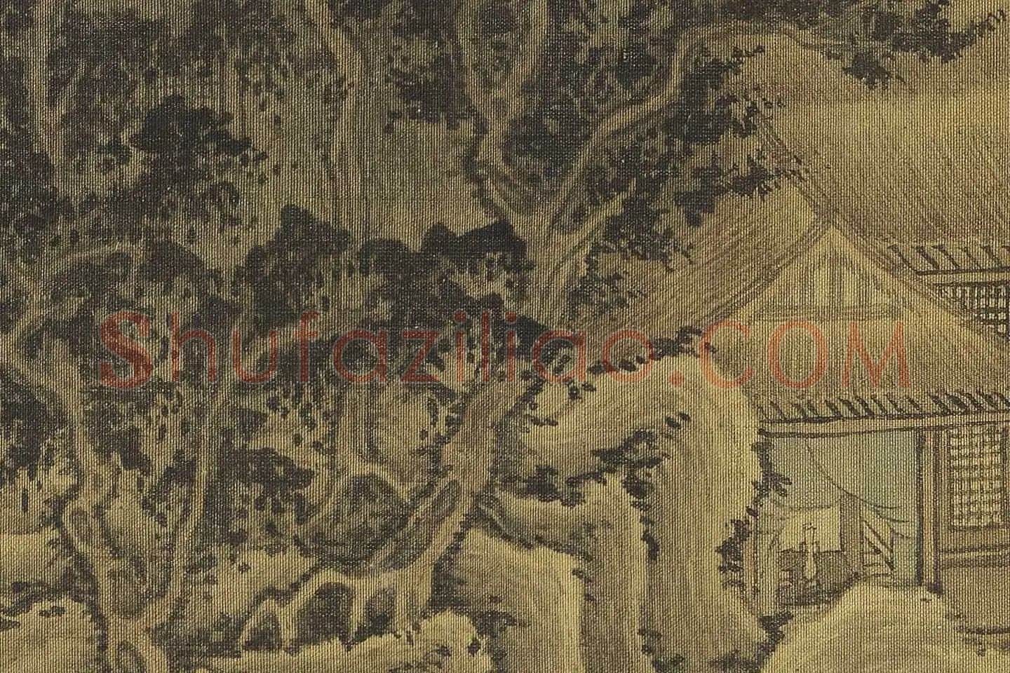 巨然山水画《松岩萧寺图》高清大图局部 (7)