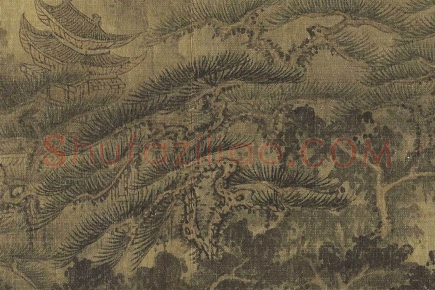 巨然山水画《松岩萧寺图》高清大图局部 (9)