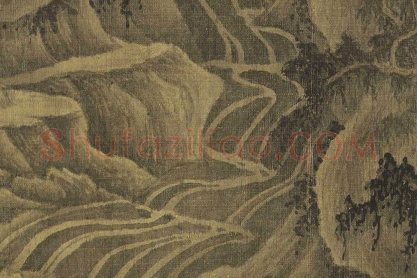 巨然山水画《松岩萧寺图》高清大图局部 (11)