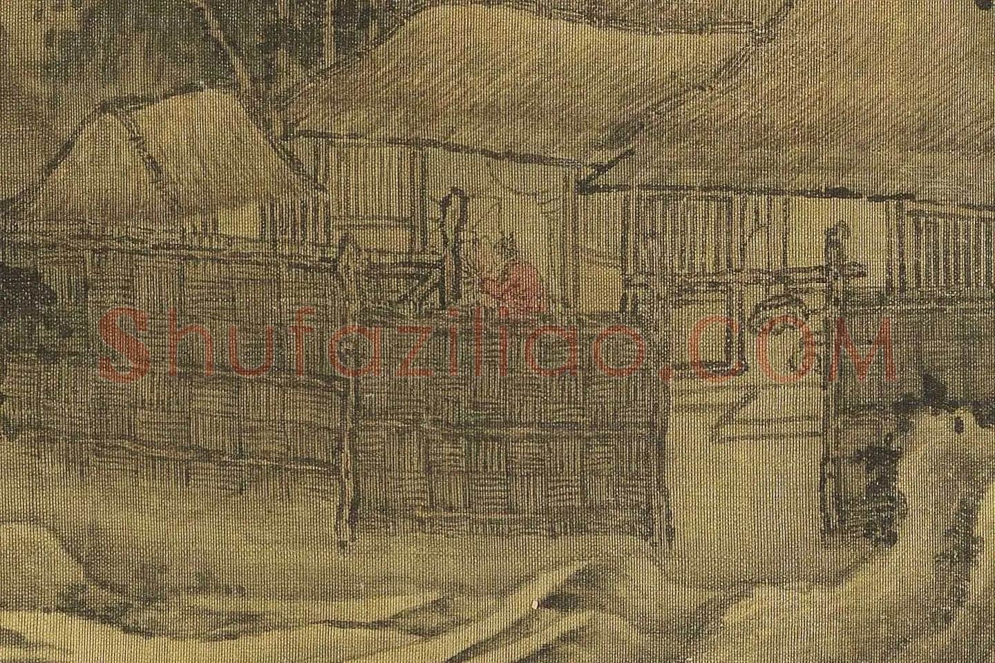 巨然山水画《松岩萧寺图》高清大图局部 (12)