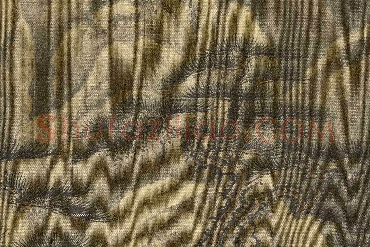 巨然山水画《松岩萧寺图》高清大图局部 (14)