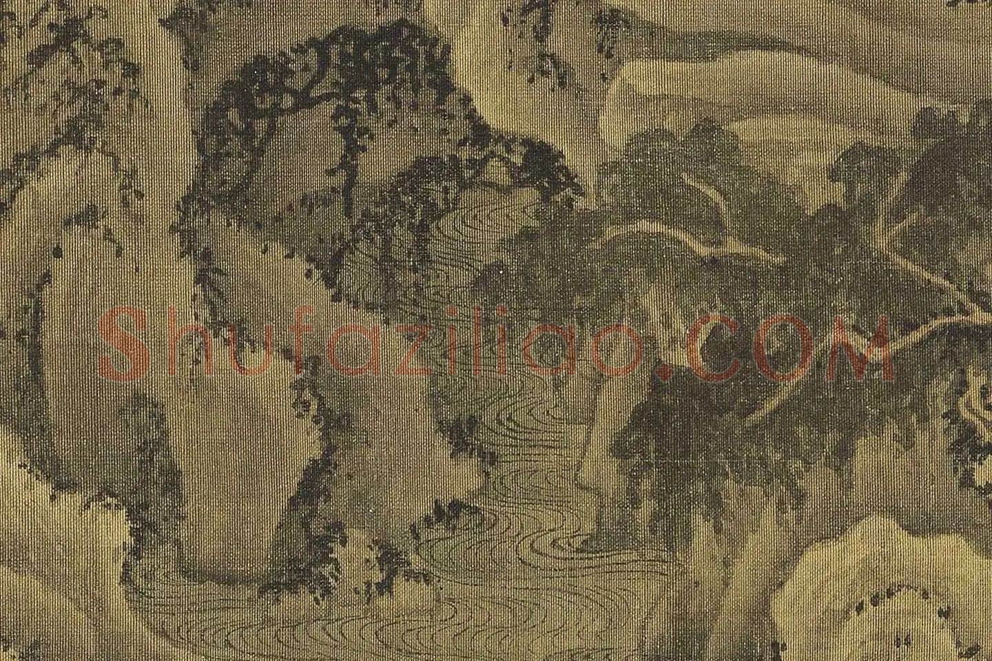 巨然山水画《松岩萧寺图》高清大图局部 (15)
