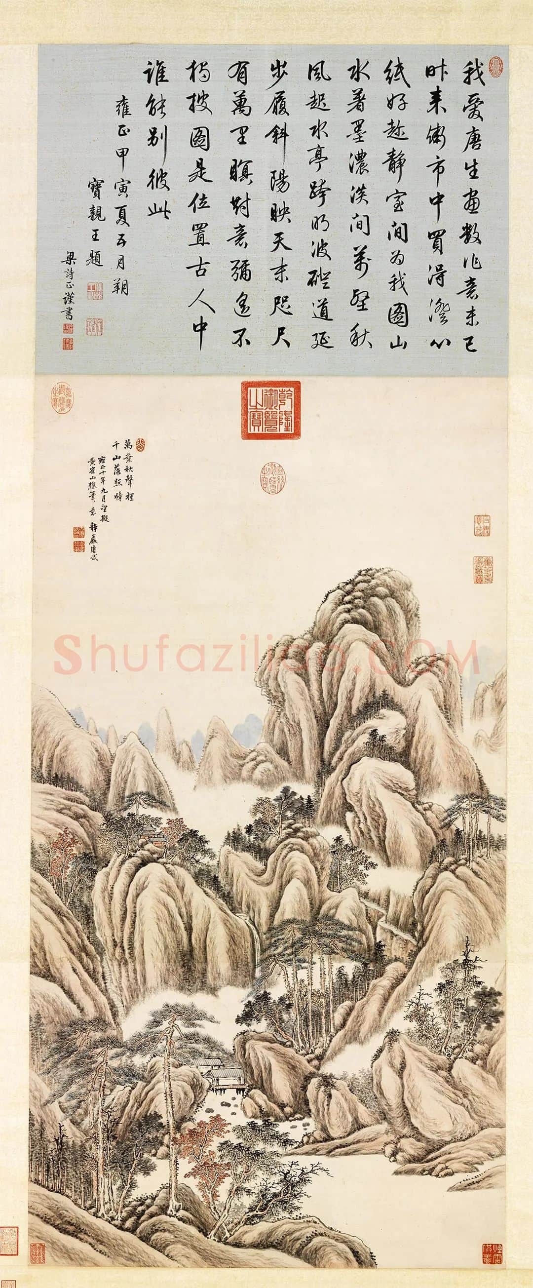 唐岱山水画《千山落照图》