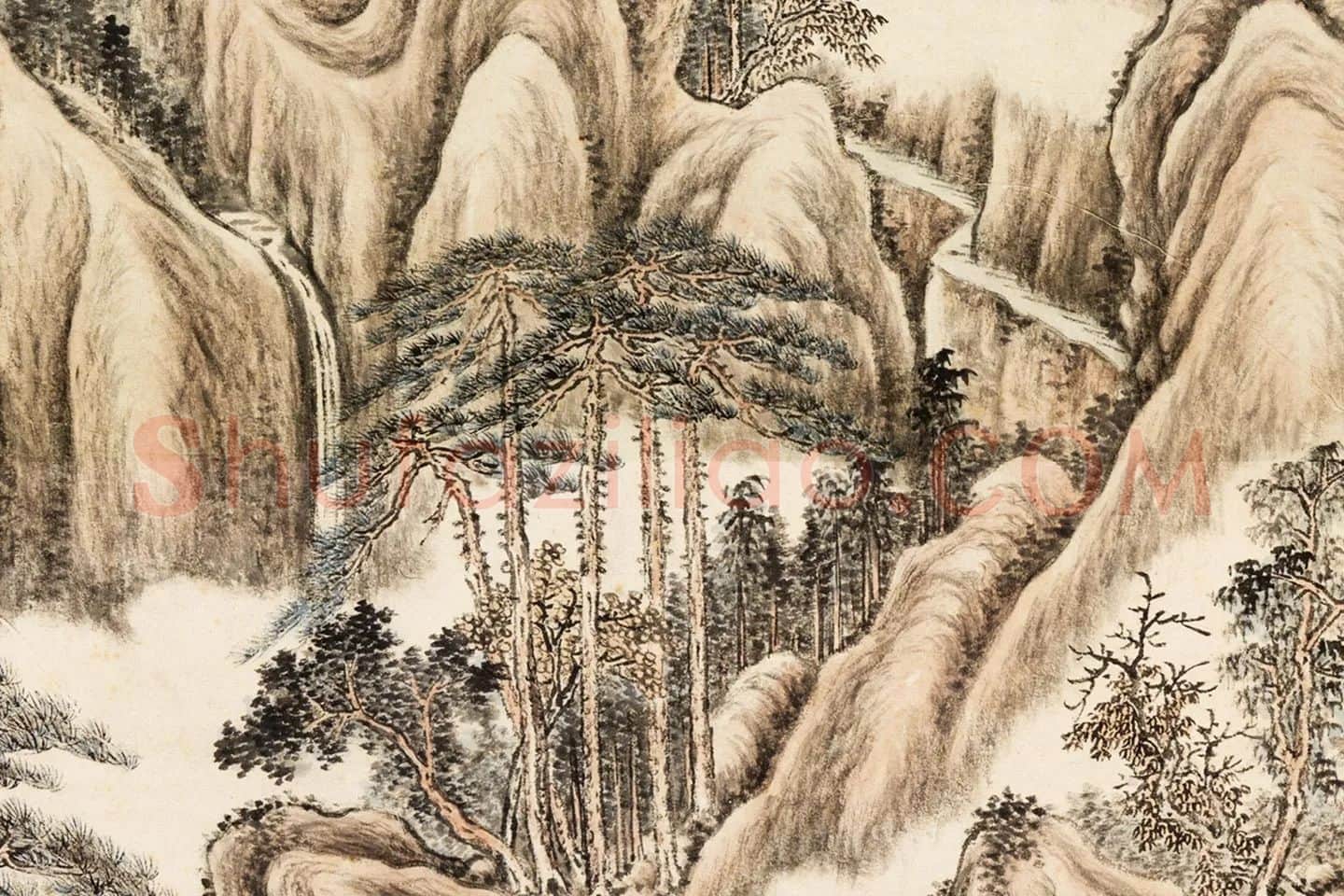 唐岱《千山落照图》局部 (3)