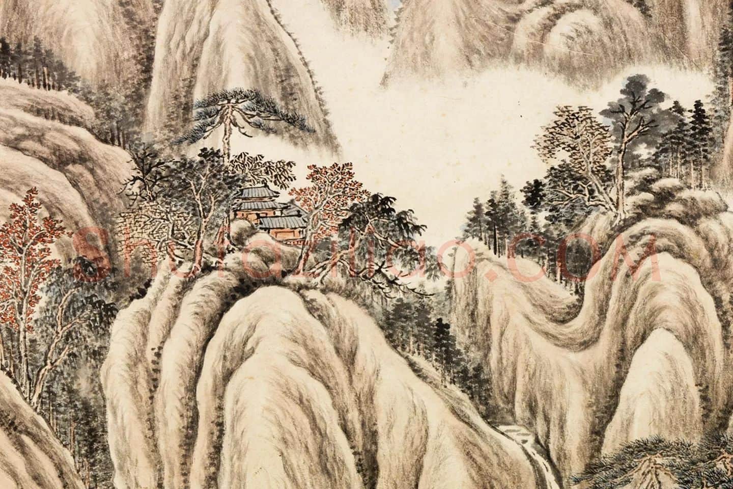 唐岱《千山落照图》局部 (4)