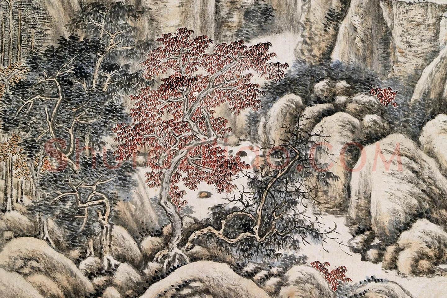 唐岱山水画《归隐图》局部 (1)