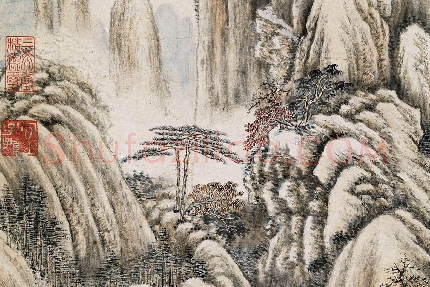 唐岱山水画《归隐图》局部 (3)