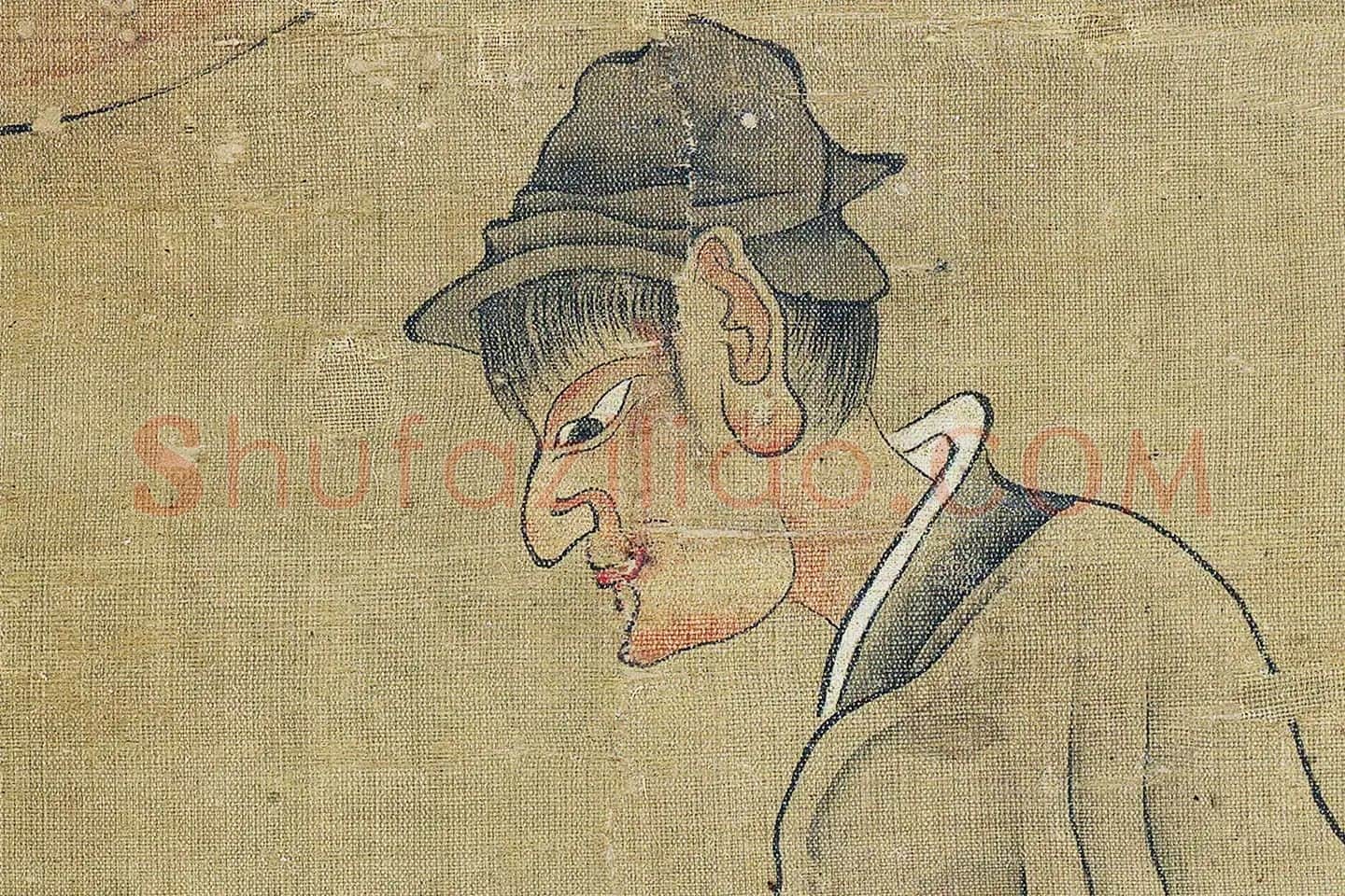 陈洪绶人物画《老迟像》高清大图局部 (3)